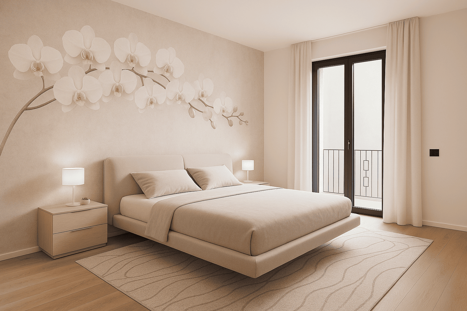 Camera da letto elegante e minimalista