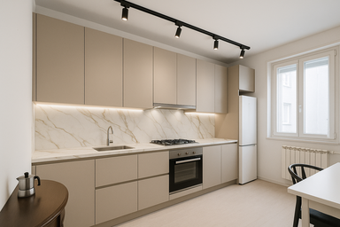 Cucina moderna con marmo di Calacatta